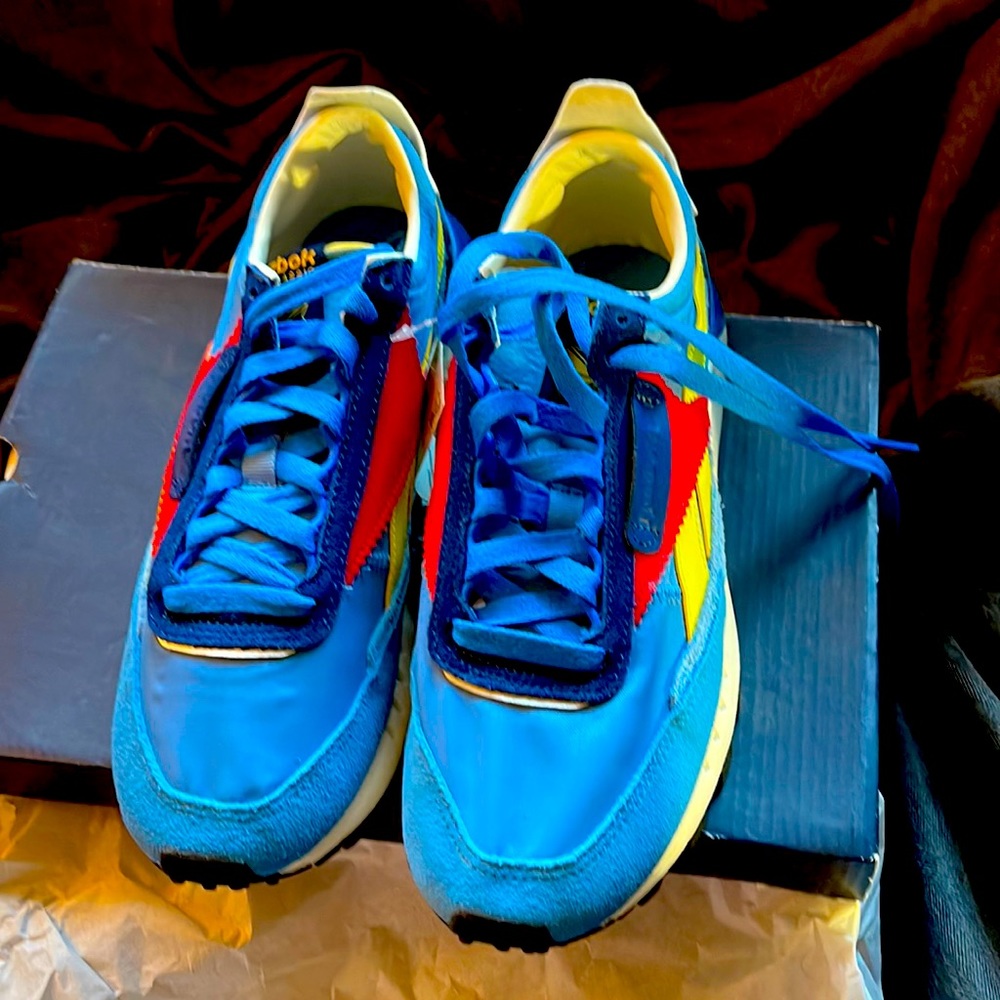 Reebok Red, Blue and Yellow CL Legacy Running shoe , NWT, Unisex